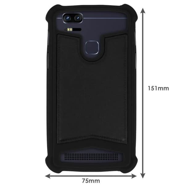 Smartphonefodral - Universal - Stötsäker - Silikon - Lädereffekt - Svart Svart