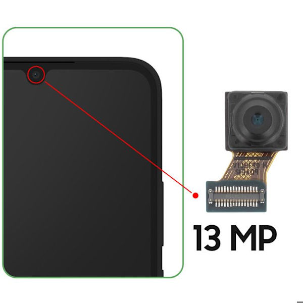 Frontkamera til Galaxy A34 5G Selfie-modul 13MP med forbindelseskabel Sort
