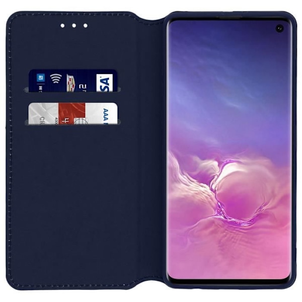 Suojus Samsung Galaxy S10 Folio Lompakkoteline -toiminnolle - Keskiyönsininen - AVIZAR - Nahkaa - Unisex Midnattsblå