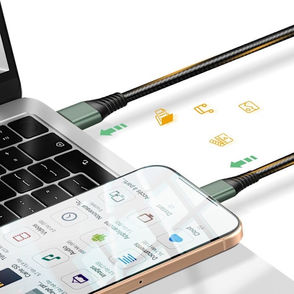 USB 3 in 1 -kaapeli USB-C:hen / Micro-USB:hen / Lightning -punottu 1.2m Inkax Musta Svart