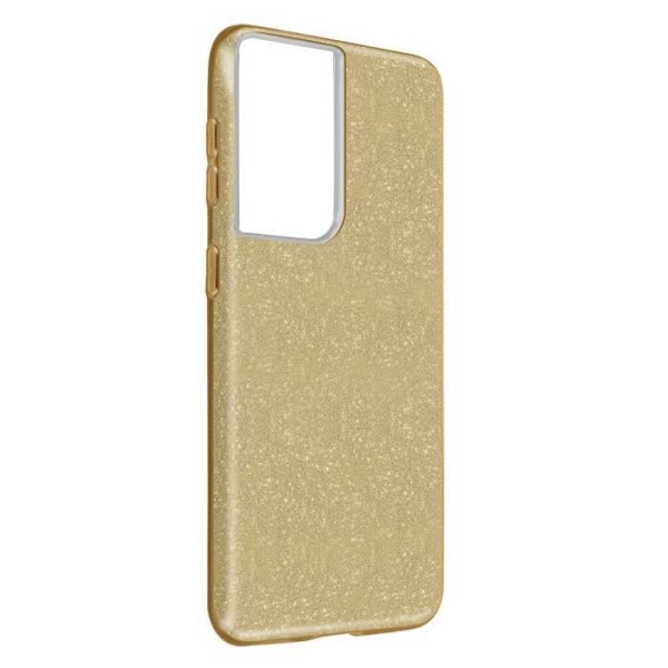Samsung Galaxy S21 Ultra Glitter irrotettava silikoninen puolijäykkä kotelo keltakulta