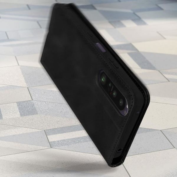 Fodral - Sony - Xperia 1 III - Plånbok - Videostöd - Ekoskinn Svart Svart