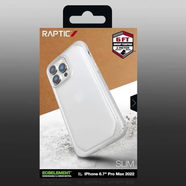 iPhone 14 Pro Max | RAPTIC Slim Series stødsikker taske | Genbrugte og biologisk nedbrydelige materialer | Anti-fald 2 meter