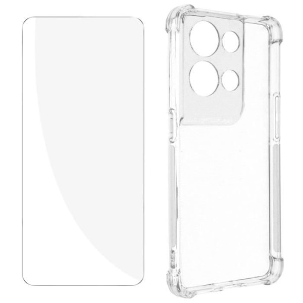 Kuoret ja Suojakalvo - AVIZAR - Oppo Reno 8 Pro 5G - Pehmeä Silikoni - 9H Karkaistu Lasi - 360° Suojaus Vit