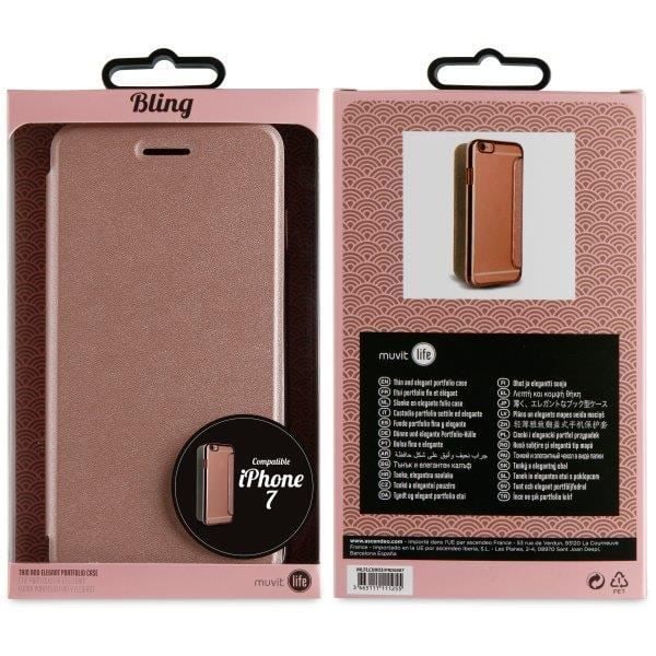 MUVIT LIFE Etui FOLIO Taske BLING ELLER Rose + BORD ELLER Rose APPLE IPHONE 7