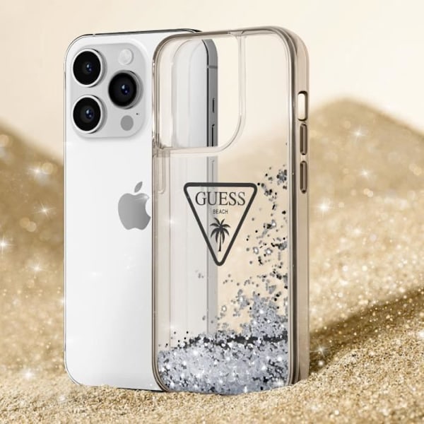 Coque Luxe til iPhone 14 Pro Max Flydende Glimmer Anti-ridser Guess Sort Transparent Svart