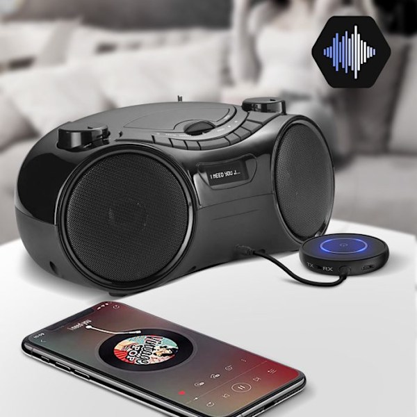 Bluetooth 5.0 audio adapter til 3.5mm jack Transmitter / Receiver Akashi Svart
