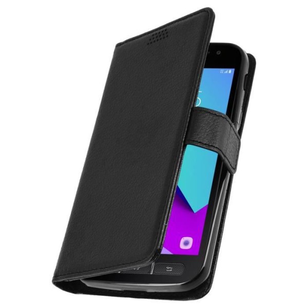 Etui Housse Portefeuille - AVIZAR - Samsung Galaxy Xcover 4/4S - Ekologiskt läder - Svart - Flexibel Svart