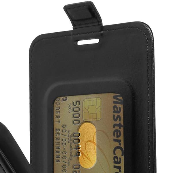 Alcatel 3X Vertical Flip Case Kortholder Glat effekt Sort Svart