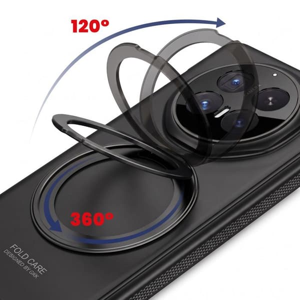 Helcover til Honor Magic V6 med støtte-ring og sort hærdet glas Svart