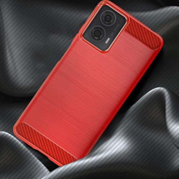 AVIZAR puolijäykkä kotelo Motorola Moto G24:lle ja G04:lle - Punainen - Hiili- ja harjattu efekti Röd