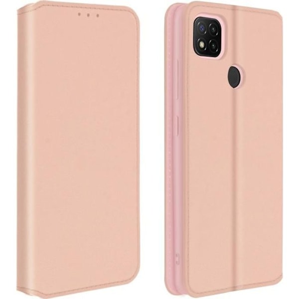 Hus - Xiaomi - Redmi 9C - Folio Tegnebog Case - Eco-læder - Champagne-rosa Champagne rosa