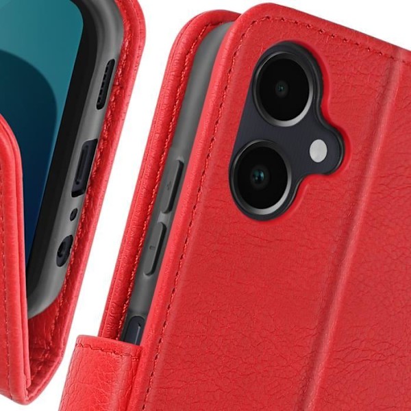Punainen lompakko- ja videopidikekotelo Samsung Galaxy A06:lle - AVIZAR - Chesterfield Röd