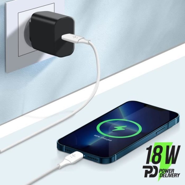 USB-C til Lightning Strømforsyningskabel 18W Synkronisering 1m Belkin Hvid