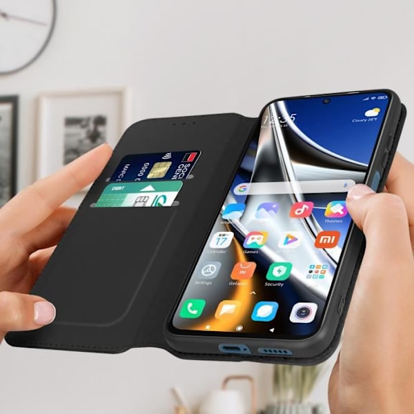 AVIZAR Wallet Cover til Xiaomi Poco X4 Pro 5G - Sort - Video Support funktion Svart