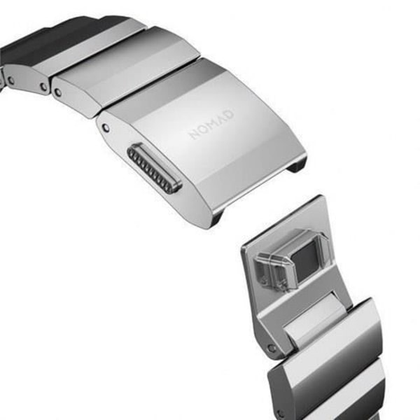 Acer-rem til Apple Watch 6-9 og SE 38-40-41 mm Nomad Silver - Rustfrit stål og diamantlignende kulstof Grå
