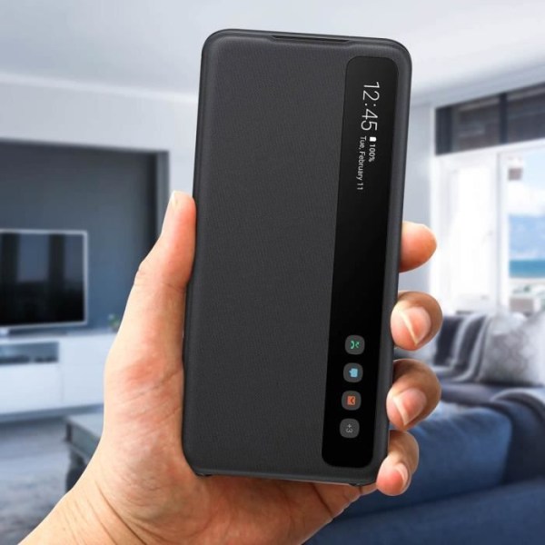 Etui - Samsung - Galaxy S20 - Gennemsigtig klap - Smart Clear View - Sort Svart