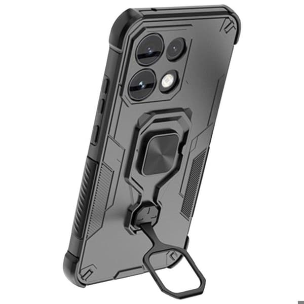 Stødabsorberende cover til Oppo Reno 16F / 16 FS med magnetisk ringefunktion i sort Svart