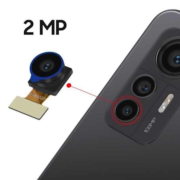 Takakameran 2MP makrolinssi Xiaomi 12 Litelle - AVIZAR - Makrotunnistimen vaihto - Musta Svart