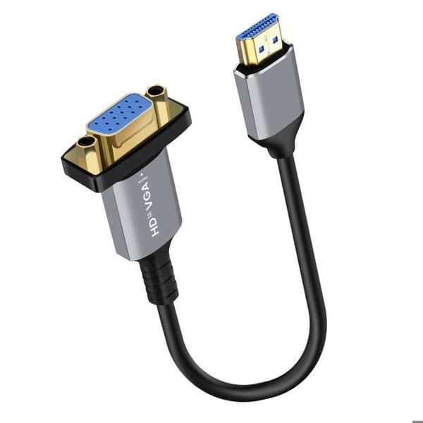 HDMI/VGA-sovitin - LINQ - 20cm - Full HD 1080p - Plug & Play - Harmaa