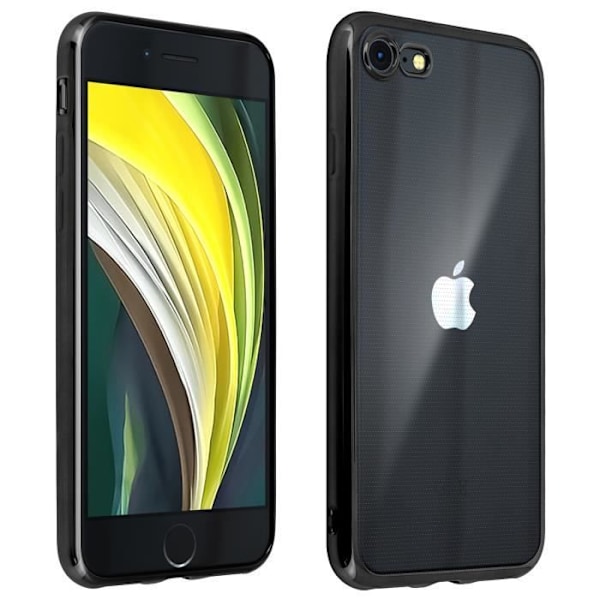 Skyddsfodral - Akashi - iPhone SE 2020/8/7 - Flexibelt - Transparent baksida - Kromad yta Svart