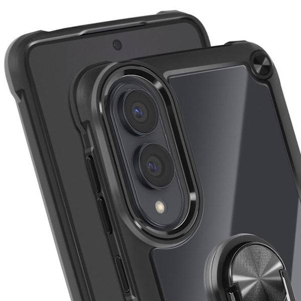 Coque til Samsung Galaxy S25 Edge Magnetisk Ring Video Støtte Sort Svart
