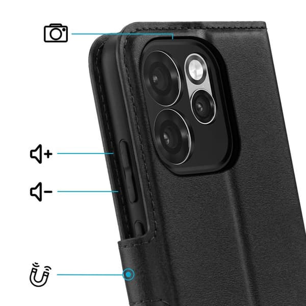 Pungetui til Oppo Reno 15 Pro med quiltet effekt og støttefunktion Sort Svart