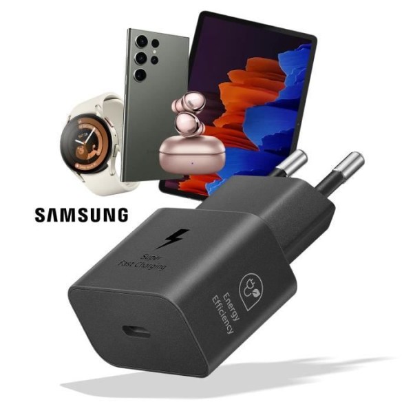 GaN USB-C 25W verkkolaturi, virallinen Samsung-tuote, musta Svart