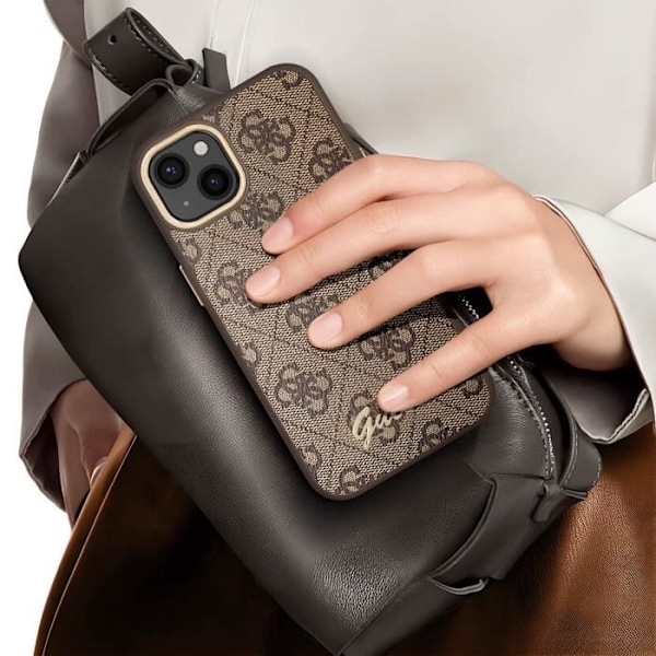 Coque MagSafe för iPhone 13 Elegant Metallplatta Guess Brun kastanj