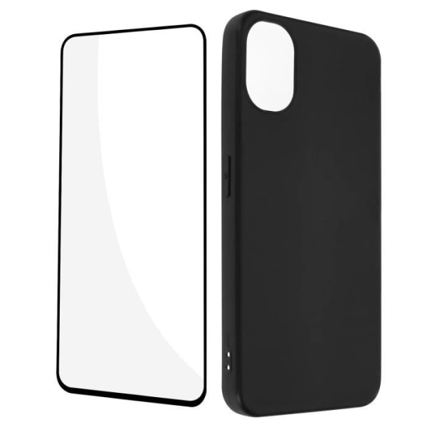 Nothing Phone 1 Case musta pehmeä geelisilikoni ja 9H karkaistu lasi musta Contour Svart