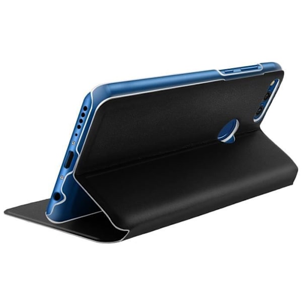 Fodral med fönsterlucka - AVIZAR - Honor 7X - Ekologisk läder - Svart - Hårdskydd Svart