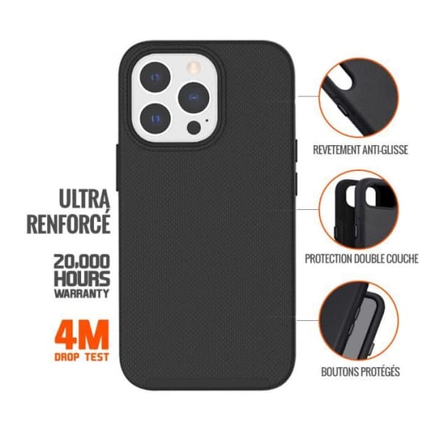 Smartphone Cover - EIGER - iPhone 14 Pro Max - Hård - Stødabsorberende 4M - Sort Svart
