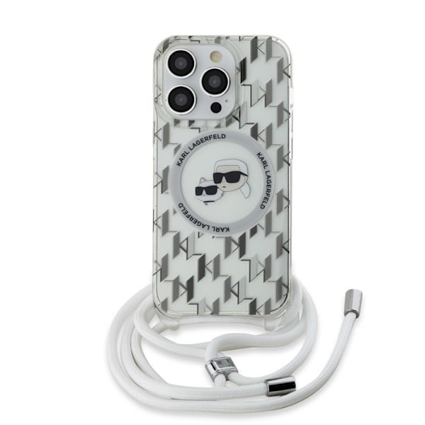 Coque MagSafe iPhone 14 Pro med IML Monogram Crossbody Elegant Karl Lagerfeld Transparent Vit