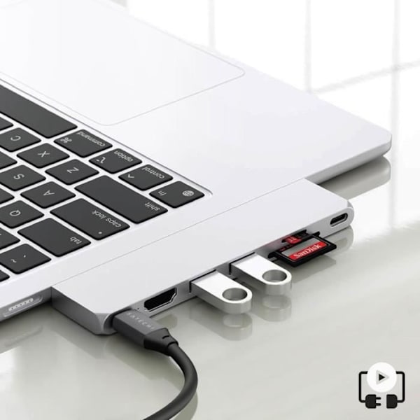 USB-C Hub - Satechi - Pro Hub Slim - Sølv - HDMI 4K - 2 porte USB 10Gbps
