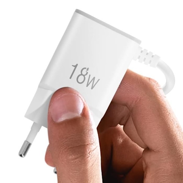 USB-C Vægoplader - LINQ - LinQ Hvid - 18W - Indbygget kabel - Hvid Vit