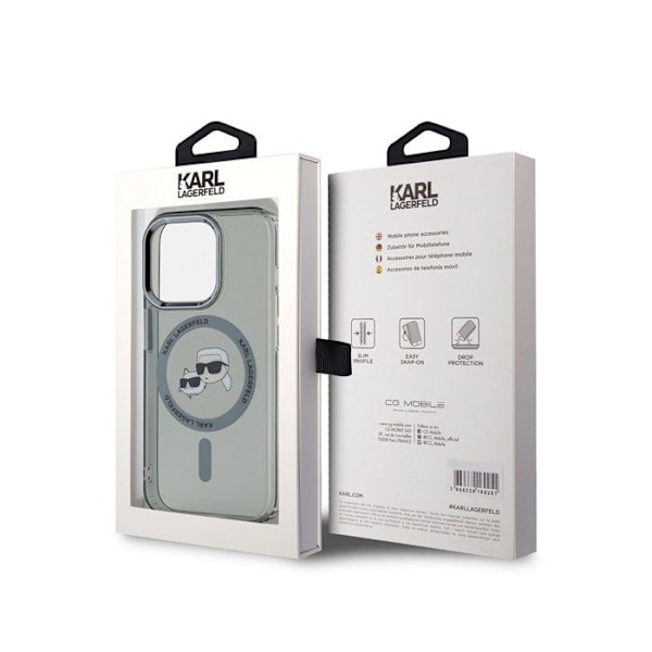 Coque til iPhone 15 Pro Max trykt IML K og CH kompatibel med MagSafe Karl Lagerfeld sort transparent Svart
