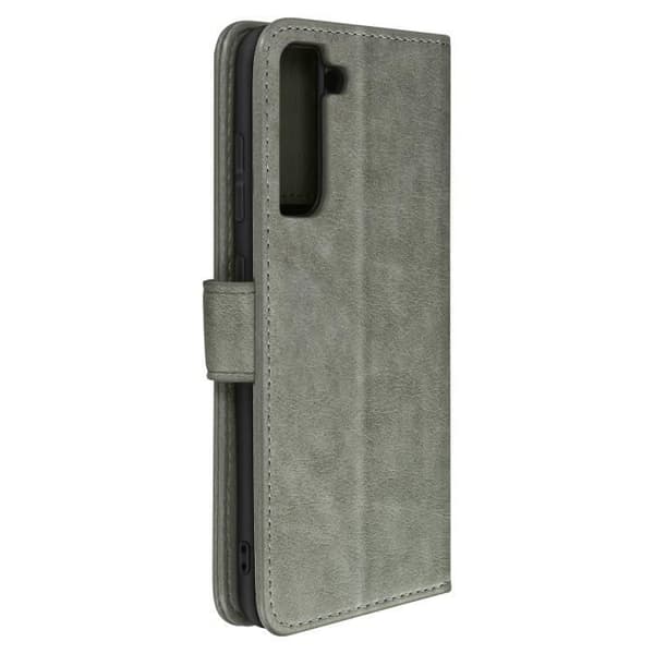 Fodral - AVIZAR - Chesterfield - Videostödfunktion - Grå - Samsung Galaxy S21 FE Grå