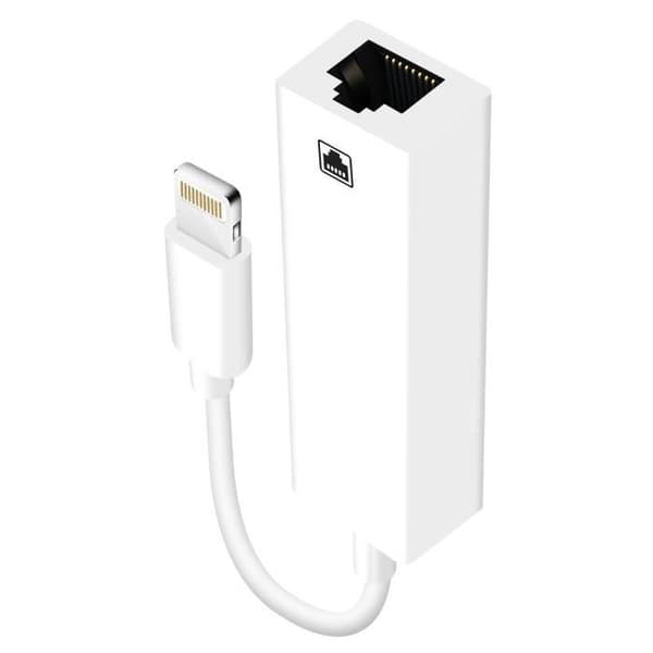 Ethernetadapter RJ45 - Apple - iPhone - Hastighet 10-100 Mbps - Plug and Play - Kompakt