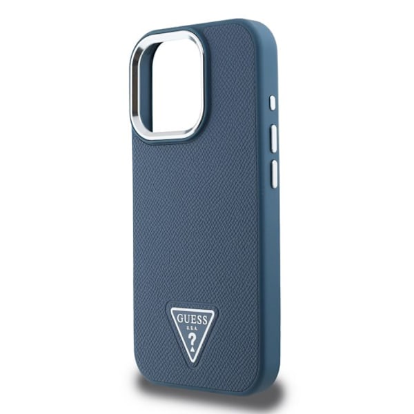 iPhone 16 Pro Max Antishock Kotelo Tekstuurilla ja Triangulaarisella Guess-logolla Sininen Blå