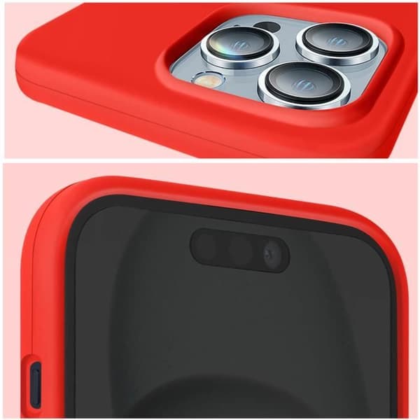 Mobilskal för iPhone 15 Pro Max - MOXIE - Semihård - Röd - Mikrofiberinredning - Stötsäker Röd