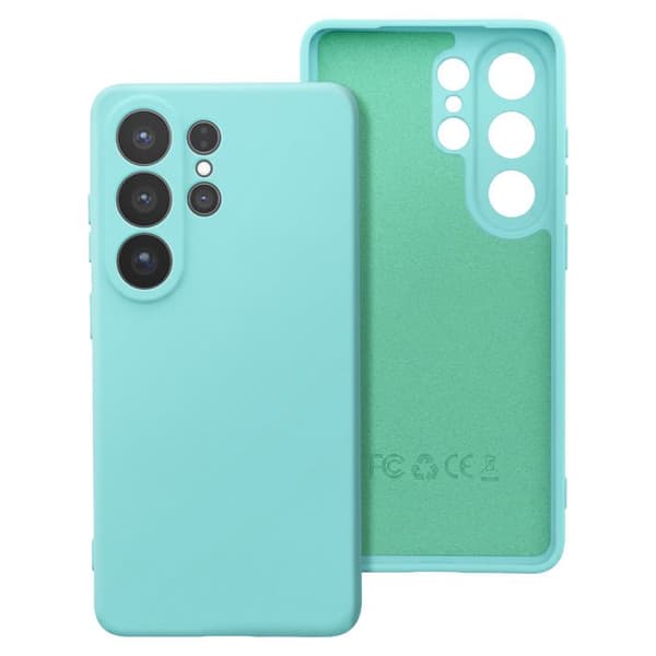 Silicone Soft-Touch-fodral för Galaxy S26 Ultra med turkos mikrofiberfoder Blå