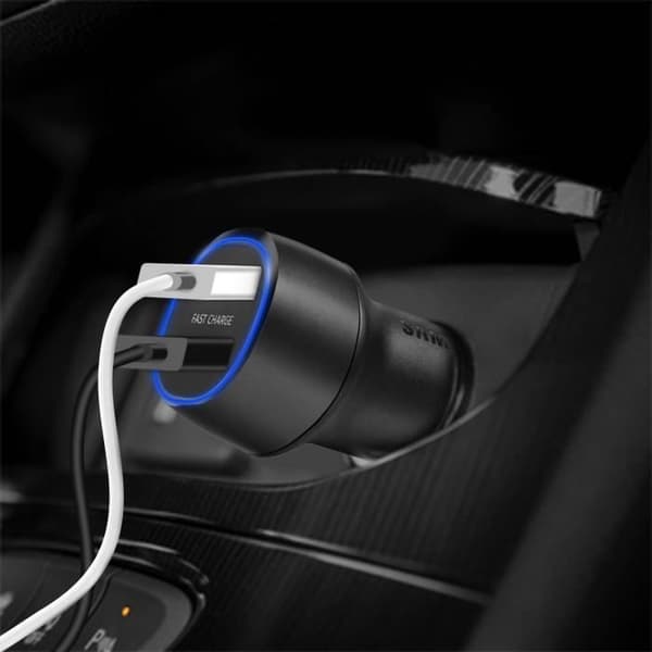 Lader til bil - Samsung - Universel - 2 USB-porte - 2A - Sort Svart