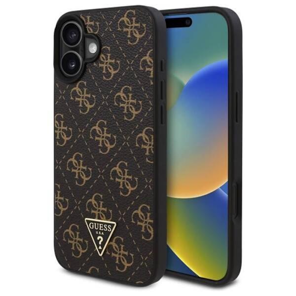 Kotelo iPhone 16:lle - Guess Hardcase 4G Triangle Metal Logo Metal (GUHCP16SPG4GPK) - Musta