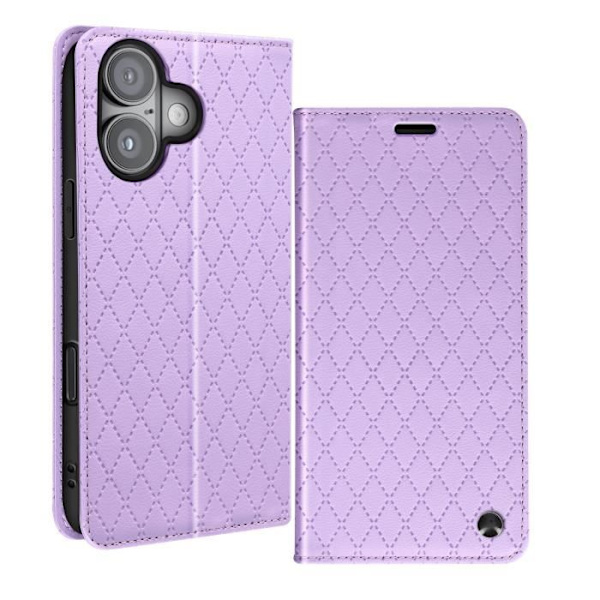 Folio-kotelo iPhone 16 Plus Diamond Card -kotelolle, videotuki Violetti Lila