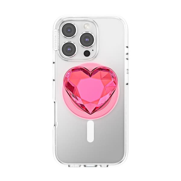 Support Smartphone PopGrip Premium MagSafe Stand og Selfie Effekt Crystal PopSockets Rosa Ros