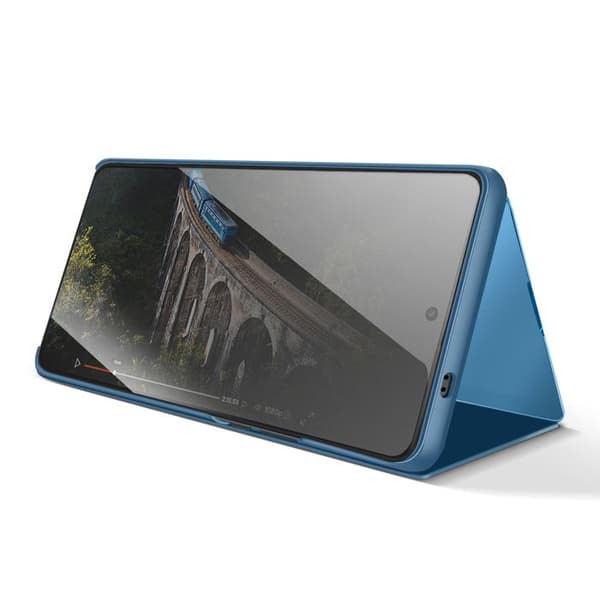 Spejlcover til Galaxy S26 med Smart View-vindue og foldestøtte i blå Blå