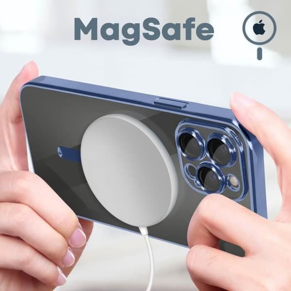 MagSafe cover - AVIZAR - iPhone 13 Pro Max - Silikone - Krom kant - Blå Blå