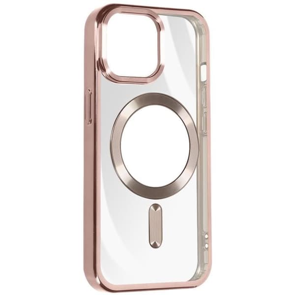 Coque MagSafe - AVIZAR - iPhone 15 Pro - Silikone Rose - Kamerabeskyttelse - Kromkant Rosa