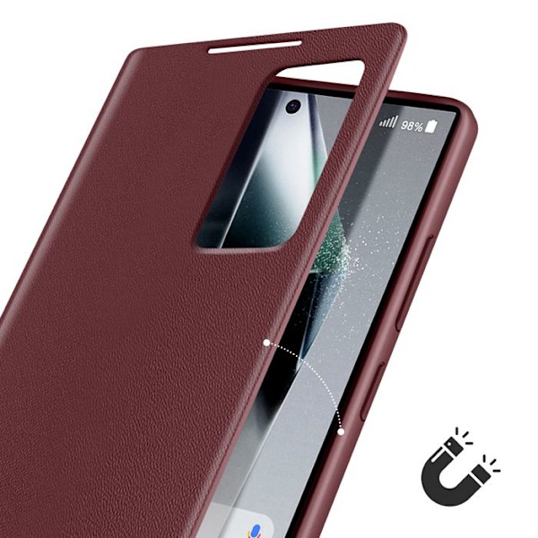 Samsung Galaxy S24 Ultra:n Ikkunakotelo Korttipidikkeellä Bordeaux Röd