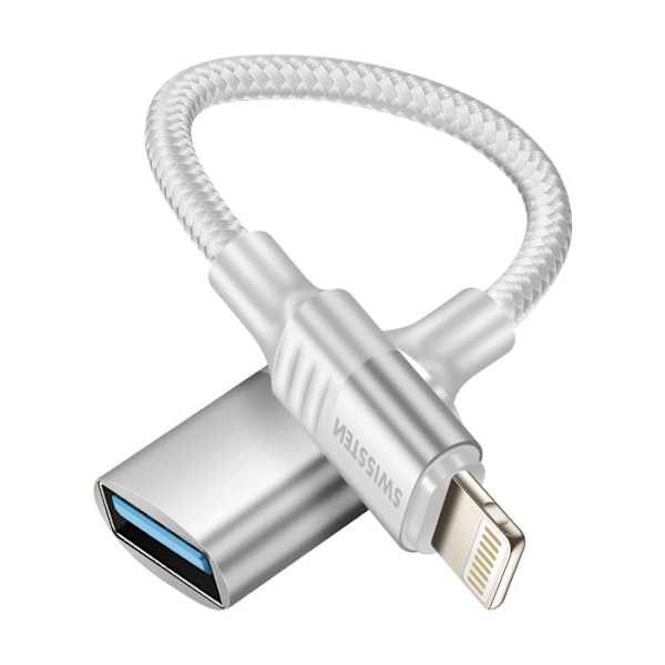 iPhone Lightning Mies OTG Adapteri USB Naispuoli Swissten Valkoinen
